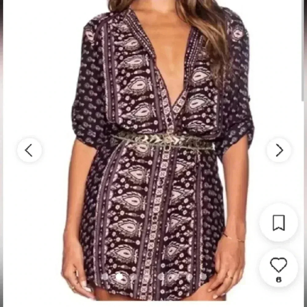 RARE Spell Gypsiana Button-down Shirt Dress size XS